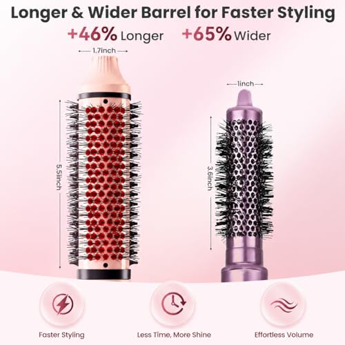 Infrared Ionic Hair Brush for Fine Hair - 85W 100M+ Negative Ions, 5 Temp Settings