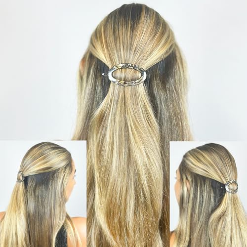 French Hair Barrette Clip Onyx 3x2 Inch Handmade No Slip Strong Hold