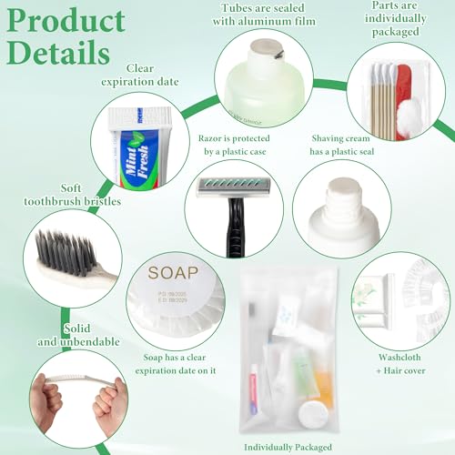 Travel Hygiene Kit 12-Pack - Individually Packaged Personal Care Sets (12.01 x 7.4 x 5.35 Inch)