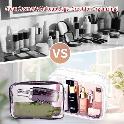 Black 24 Pcs Waterproof TSA Approved Clear Toiletry Bags for Travel