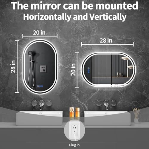 Oval LED Bathroom Mirror 20x28 Inch Frameless Lighted Mirror with Adjustable Brightness - Variation of THIS listing