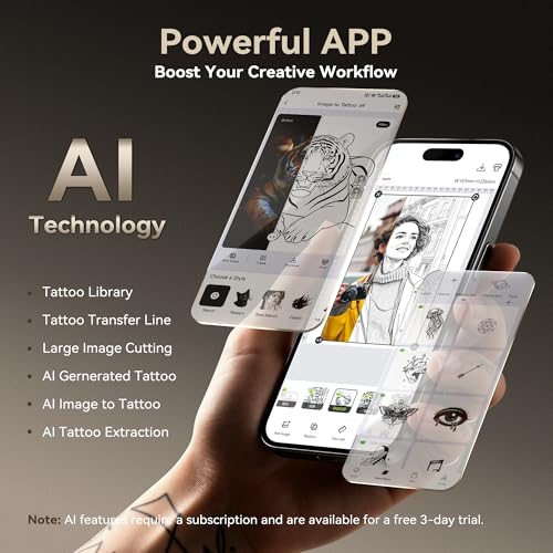 Tattoo Stencil Printer for Beginners - Matte Black, Portable Bluetooth Design