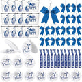 Talltalk 48 Pcs Cheerleader Gifts Set Cheer Gifts Bulk for Team 12 Cheer Makeup Bag 12 Cheer Bracelets 12 Folding Cheerleading Makeup Mirror 12 Bow Keychain for Cheer Team Party Favors(Blue)