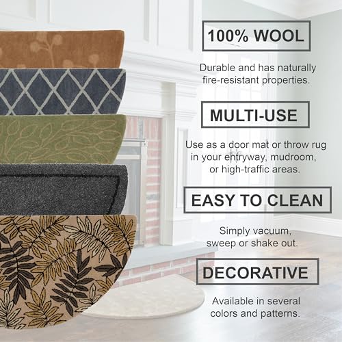Gray Wool Hearth Rug 44x22 Inches - Fire-Resistant Fireplace Floor Protector