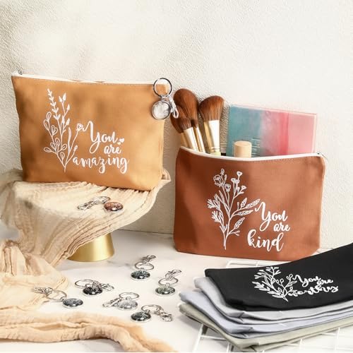 Sieral Aesthetics 20Pcs Canvas Makeup Bags & Keychains Set – Gift Bulk, Women