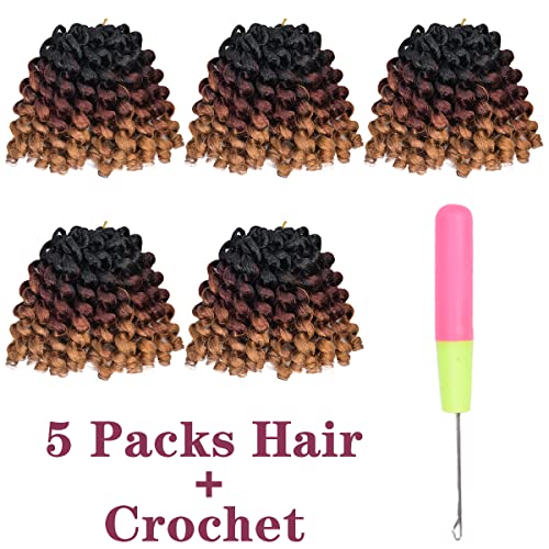 Luoyudu 8 Inch Wand Curl Crochet Hair T1B/27/30 - 5 Pack Jamaican Bounce Extensions