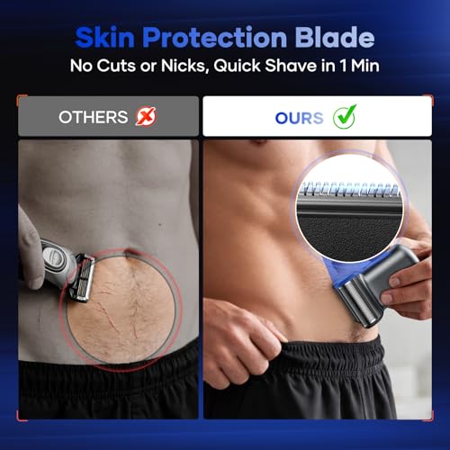 Kensen Black 2-in-1 Electric Back Shaver for Men, Foil & T-Blade Trimmer