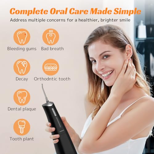 Cordless Water Dental Flosser for Teeth - Deep Cleaning & Gum Care, Black - Variation of THIS listing