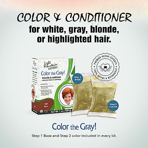 Henna Hair Color & Conditioner Set - Semi-Permanent Red Dye for Gray Hair, 2-Pack