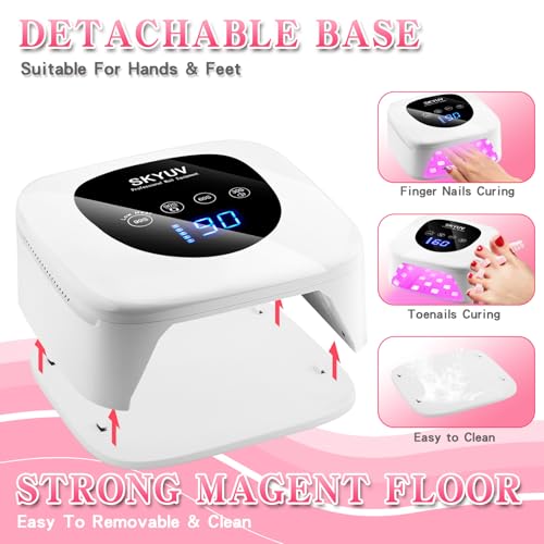 Rechargeable UV LED Nail Lamp, SKYUV Cordless Nail Dryer for Gel Polish, UV Nail Lamp with 4 Timers Setting and LED Touch Screen, Professional Curing Lamp Light with 30 Beads for Salon and Home