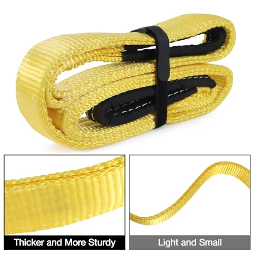 Lift Sling Straps,2" x 12' Heavy Duty Lifting Sling Straps with Flat Eye for Hoist, Tree Saver Strap 6500 lbs Vertical, 5200 Choker, 13000 Basket Load Capacity
