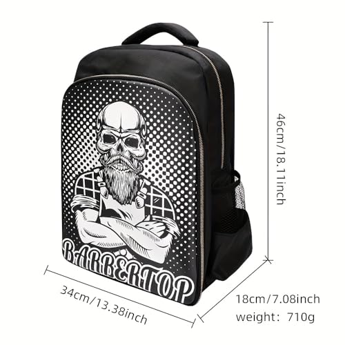 White Barber Travel Backpack Bag for Clippers & Supplies, Large Organizer, Portable Hairstylist Bag