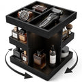 Black 3-Tier Rotating Cologne Organizer for Men, Holds 12+ Bottles