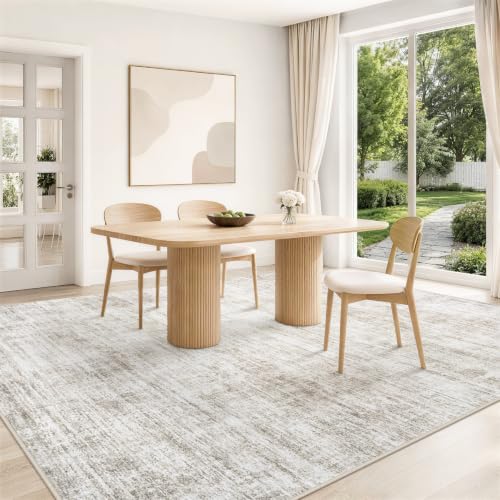 Yidanamy 8x10 Brown Washable Area Rug - Modern Abstract Carpet for Living Room