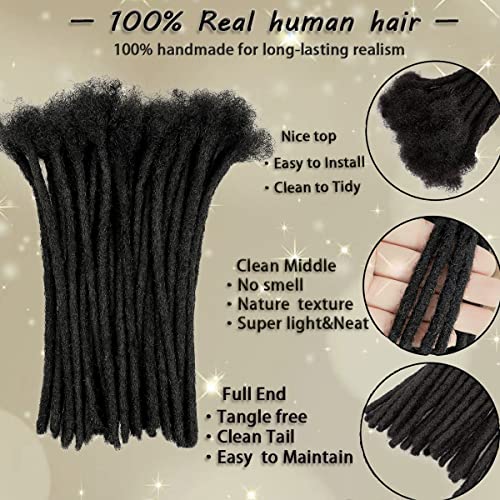 Human Hair Loc Extensions 16 Inches Dreadlock Extensions 10 Strands - Natural Black, 0.2cm, Variation 16inch/10strands / 0.2cm #1B