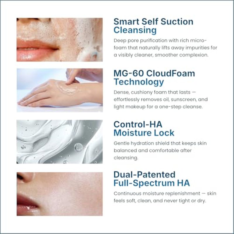 Hydrating Gel Face Cleanser with Amino Acids & Hyaluronic Acid - Gentle Daily Cleanser for Sensitive Skin, Removes Makeup & Excess Oil Without Dryness or Tightness