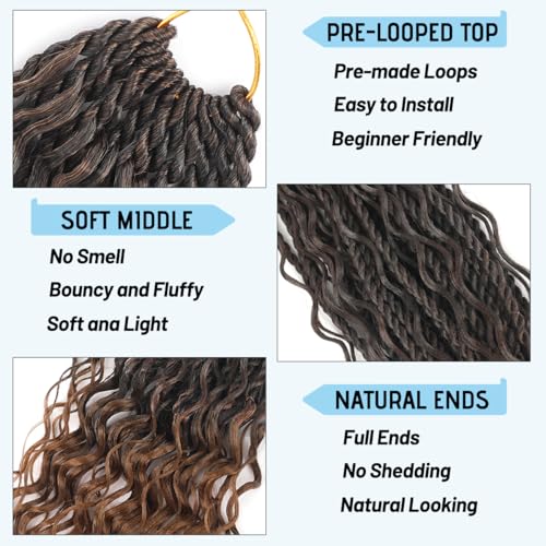 24 Inch Bohemian Senegalese Twist Crochet Hair with Curly Ends - Pre-Looped Goddess Braids for Black Women - Pack of 9, Color 1B/30#