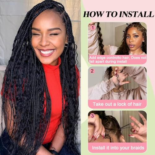Deep Water Wave Human Hair Extensions for Braiding - 3 Bundles 22 Inch Natural Black