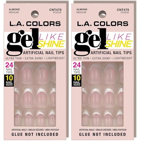 L.A. COLORS Gel Like Shine Nail Tips, Vogue CNT479 (Pack of 2)
