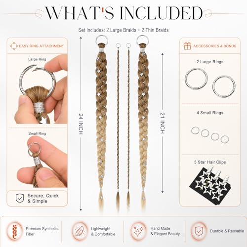 Ombre Blonde Braided Ponytail Extension for Women - T6/86K Medium Brown to Beige Blonde