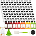 Transparent 12Oz Plastic Bottles with Lids - 144 Pack, Reusable Beverage Containers with Brush, Funnel & Stickers