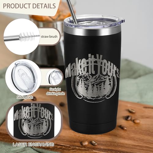20 Pack Stainless Steel Travel Tumblers 20oz with Lids & Straws - Insulated Coffee Mugs for Gifts