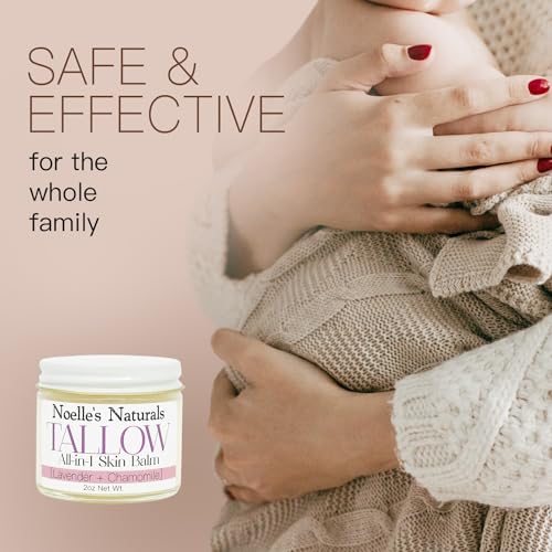 Organic Tallow Balm with Lavender & Chamomile - All-In-One Skin Moisturizer for Dry, Eczema & Sensitive Skin - 2oz Jar