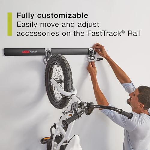 Rubbermaid FastTrack 48-Inch Wall Mounted Storage Rail 2-Pack for Garage Organization