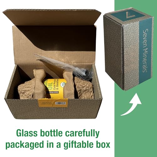Seven Minerals Organic Castor Oil 16oz Glass Bottle Pack of 2 - Cold Pressed & Hexane Free