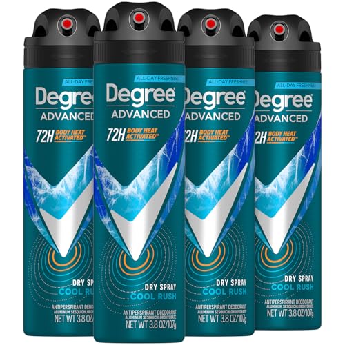 Degree Men Advanced Dry Spray Antiperspirant - Cool Rush, 4-Pack, 3.8 Oz Each - Variation of Cool Rush / 3.8 Ounce (Pack of 4)