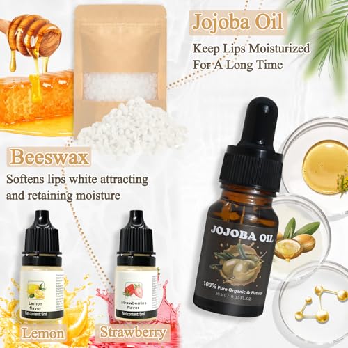 Lip Balm Making Kit with Coconut Oil & Beeswax - DIY Moisturizing Lip Gloss Set - 1 Pack