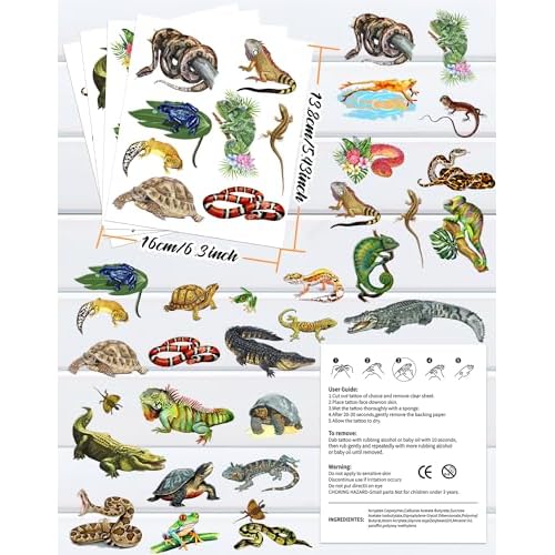 Glitter Animals Tattoos for Kids, 12 Sheets Glitter Dragon Cat Panda Tiger Elephant Panda Giraffe Temporary Tattoos for Kids Animals Themed Party Birthday Party Supplies Gifts Decoration