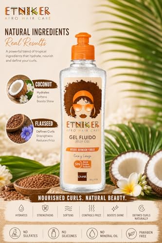 Etniker Hydrating Curl Defining Gel for Wavy & Curly Hair, Soft Hold, No Flakes, 10 oz