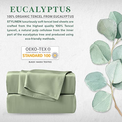 Eucalyptus Bed Sheets King Size Set - Sage, 4 Pieces, Deep Pockets, Soft & Breathable