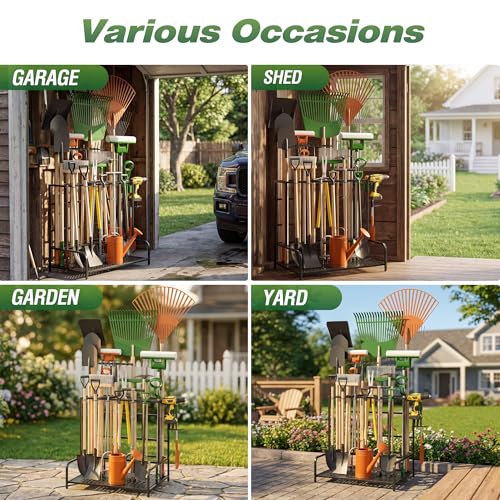 Garden Tool Organizer Rack with 39 Slots & Accessories – No Wheels