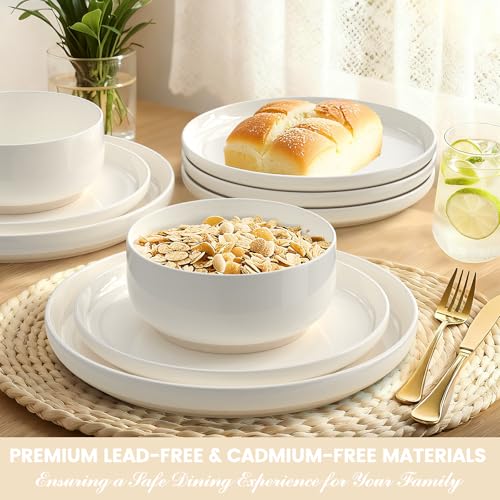 Umite Chef 8-Piece Stoneware Dinnerware Set for 4, Plates & Bowls, 24 Pieces