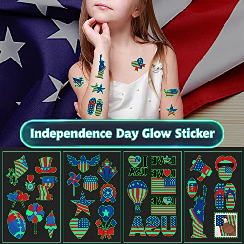 70PCS 4th of July Decorations Temporary Tattoos£¬Red White and Blue Party Supplies£¬Fourth of July Glow in The Dark Sticker Patriotic Party Decorations Favors Supplies Independence Day Memorial Day Decorations