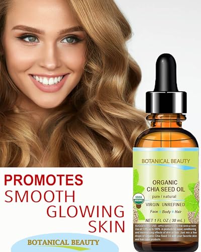 Organic Chia Seed Oil 2 Fl Oz - Pure Cold-Pressed Skin & Hair Moisturizer