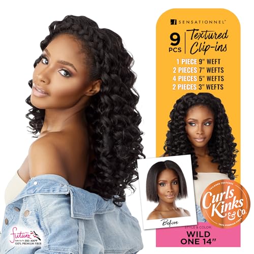 Sensationnel Curls Kinks & Co Clip-In Hair Extensions - 14 Inch, Dark Brown