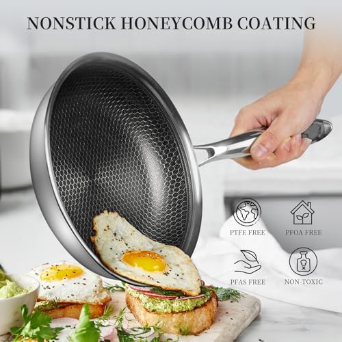 Innerwell Non-Stick Frying Pan Set 9.5 & 11 Inch with Lid - Silver Variation