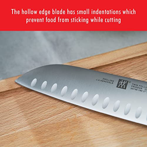7-Inch Razor-Sharp German Hollow Edge Santoku Knife - Black & Stainless Steel