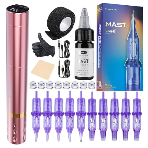 Wireless Tattoo Pen Machine Kit with 1 Battery - Black - Mast Tour Fly Slim