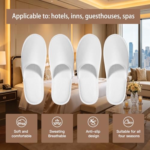 Disposable Slippers for Guests Bulk 30 Pairs Hotel Spa Travel White Men US 10/Women US 11