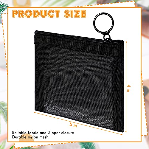 Mini Mesh Zipper Pouch 5x4 Inches - Black Nylon Bag Bulk 30 Pieces