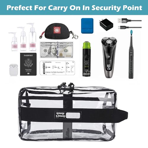 Rough Enough Clear Travel Toiletry Bag Large Waterproof Organizer