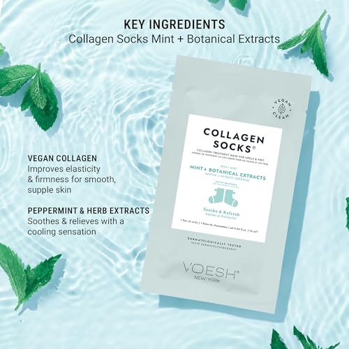 5-Pack Collagen Socks for Dry Feet & Cracked Heel Repair - Moisturizing Vegan Spa Foot Masks