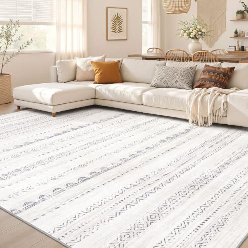 Nakagishi Boho Gray 8x10 Area Rug - Machine Washable, Non-Slip Living Room Carpet