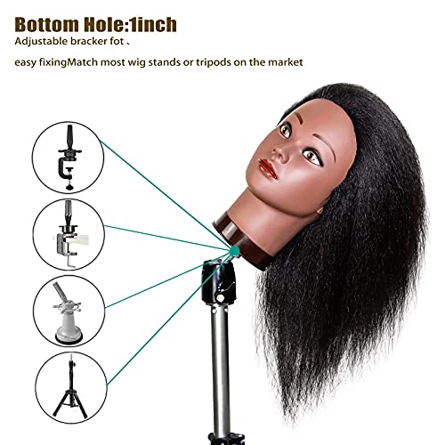 16 Inch Human Hair Mannequin Head for Hair Styling & Training - Black - Pack of 1