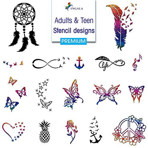Premium Glitter Tattoo Stencil Set - 146 Designs for Face Body Art Kids & Adults