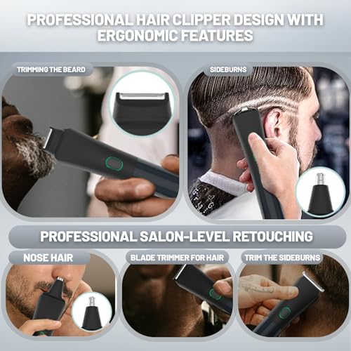 Electric Beard Trimmer for Men Upgraded 5 IN 1 Cordless Hair Clipper and Shaver Kit with Adjustable Grooming Attachments for Mustache Body Nose Hair, Rechargeable Hair Clippers with Sideburn Trimmer